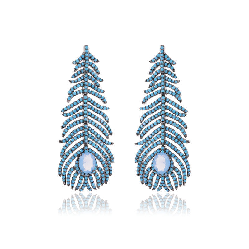 Feather Cubic Zirconia Earrings E7702