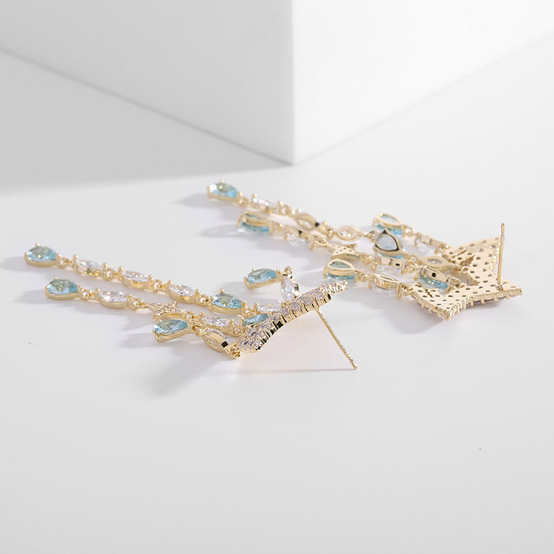 Star Tassel Cubic Zirconia Earrings E7703