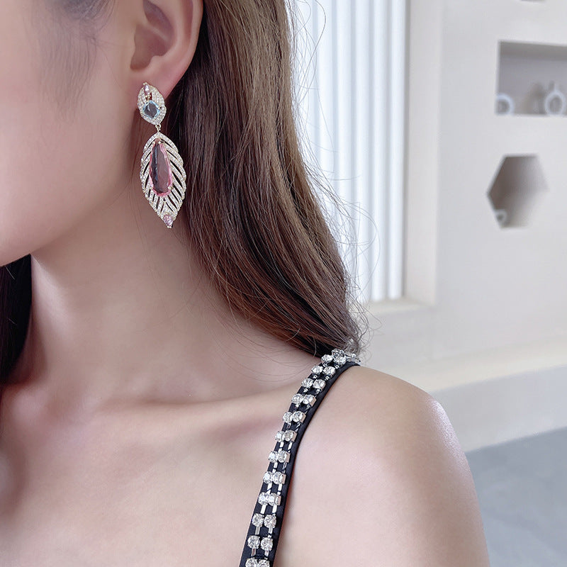 Leaf Cubic Zirconia Earrings E7707