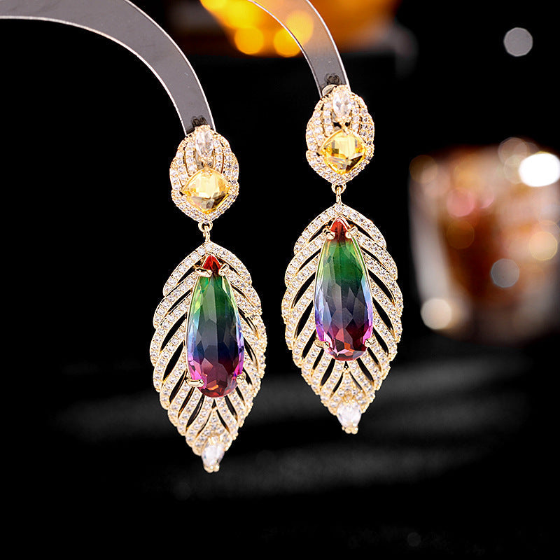 Leaf Cubic Zirconia Earrings E7707