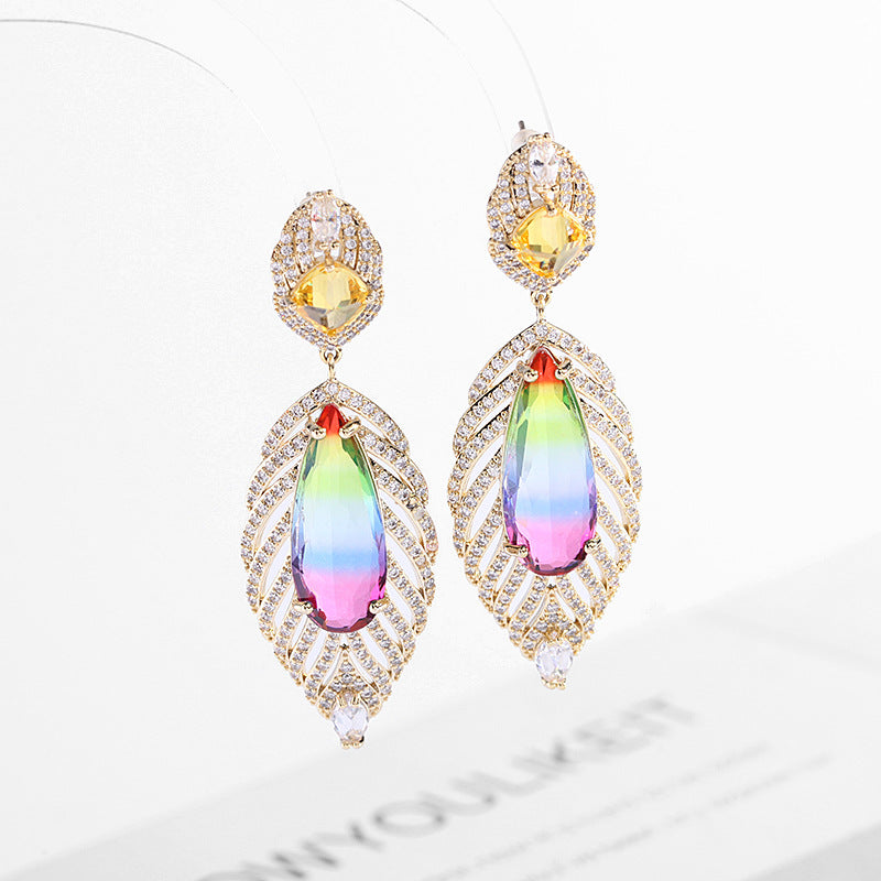 Leaf Cubic Zirconia Earrings E7707