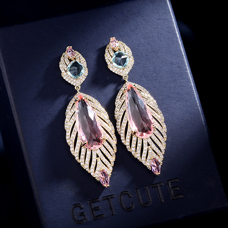 Leaf Cubic Zirconia Earrings E7707