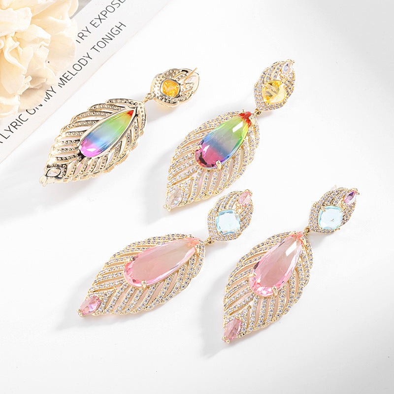 Leaf Cubic Zirconia Earrings E7707