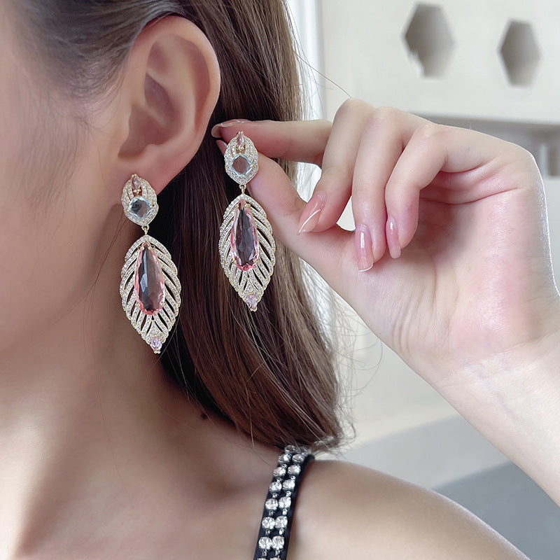 Leaf Cubic Zirconia Earrings E7707