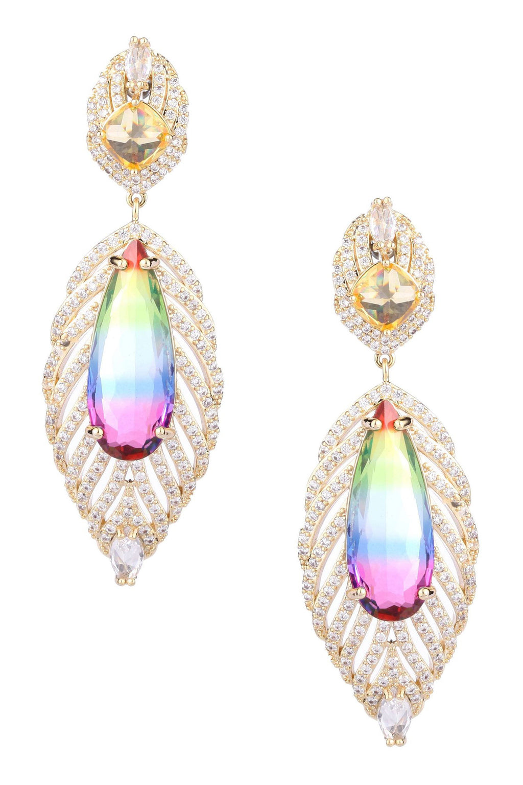 Leaf Cubic Zirconia Earrings E7707