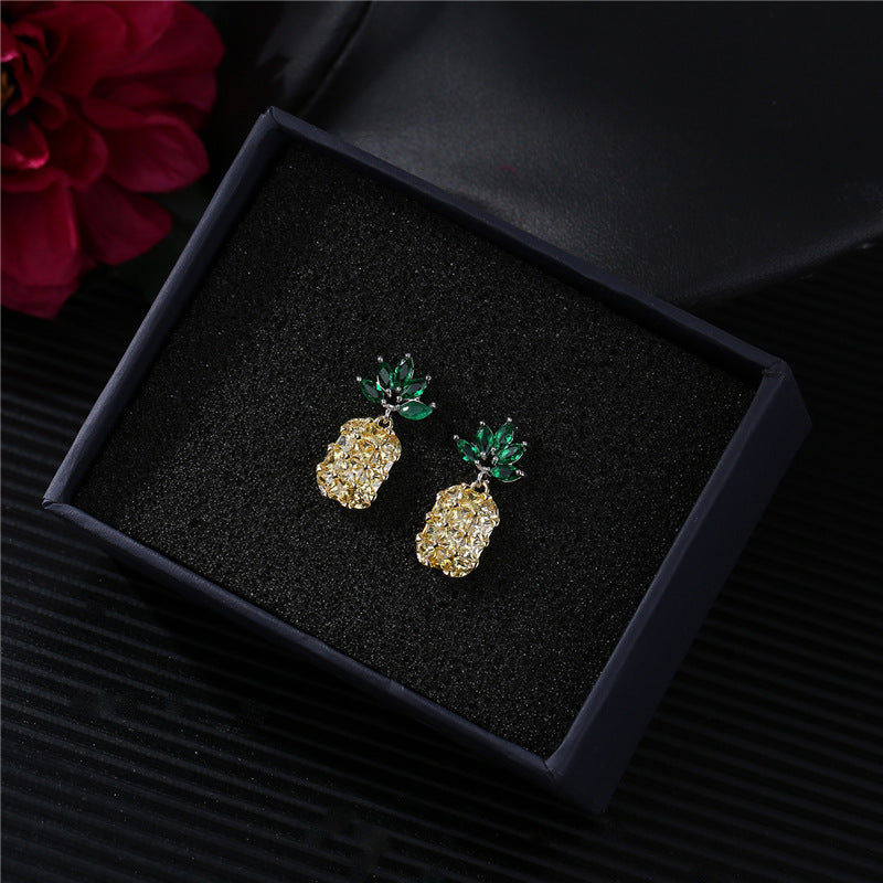Pineapple Cubic Zirconia Earrings E7714