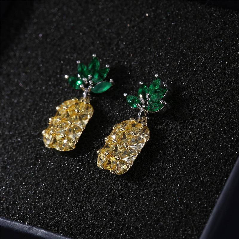 Pineapple Cubic Zirconia Earrings E7714