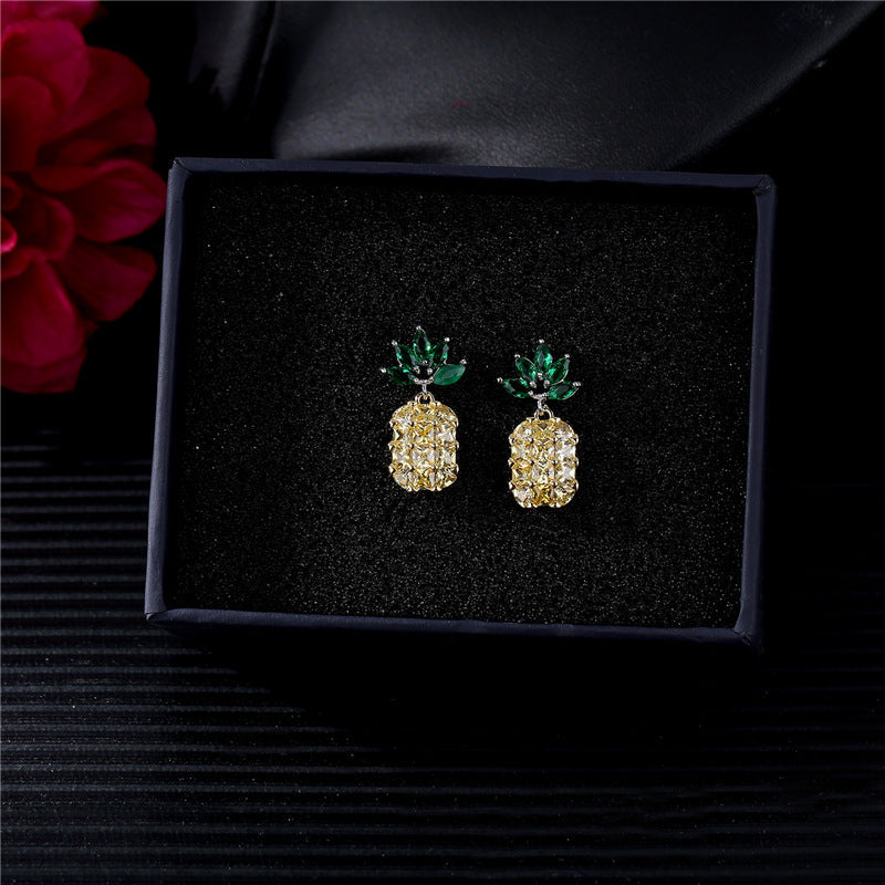 Pineapple Cubic Zirconia Earrings E7714