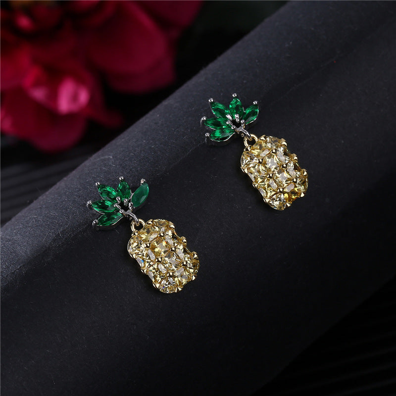 Pineapple Cubic Zirconia Earrings E7714