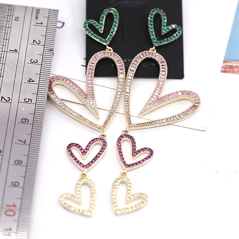 Heart Chains Cubic Zirconia Earrings E7764