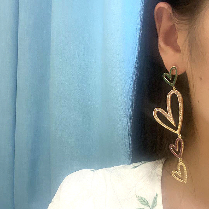 Heart Chains Cubic Zirconia Earrings E7764