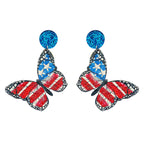 Butterfly American Flag Wooden Earrings E7770