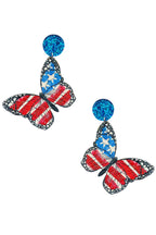 Butterfly American Flag Wooden Earrings E7770