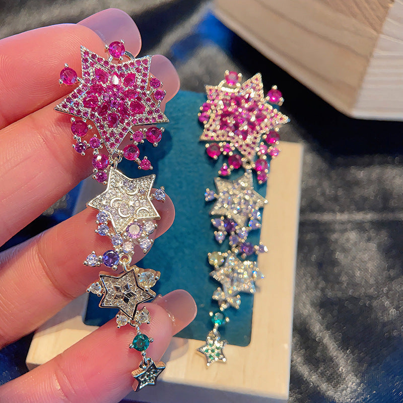 Star Chains Cubic Zirconia Earrings E7781