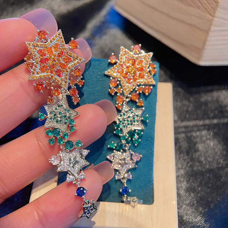 Star Chains Cubic Zirconia Earrings E7781