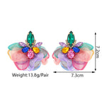 Floral Rhinestone Chiffon Earrings E7782