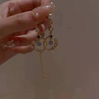 Moon Cubic Zirconia Asymmetric Clip On Earrings E7796