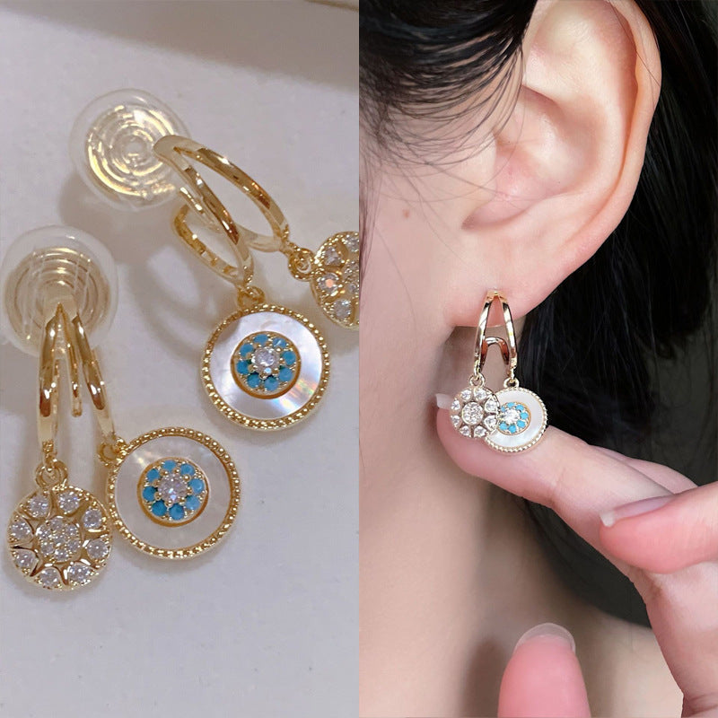 Snowflake Disc Cubic Zirconia Clip On Earrings E7797