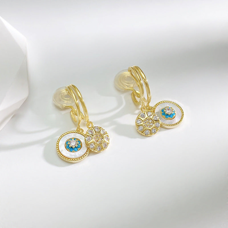 Snowflake Disc Cubic Zirconia Clip On Earrings E7797
