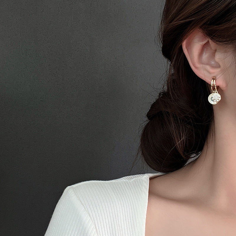 Snowflake Disc Cubic Zirconia Clip On Earrings E7797