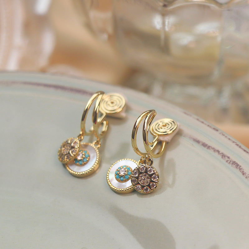 Snowflake Disc Cubic Zirconia Clip On Earrings E7797