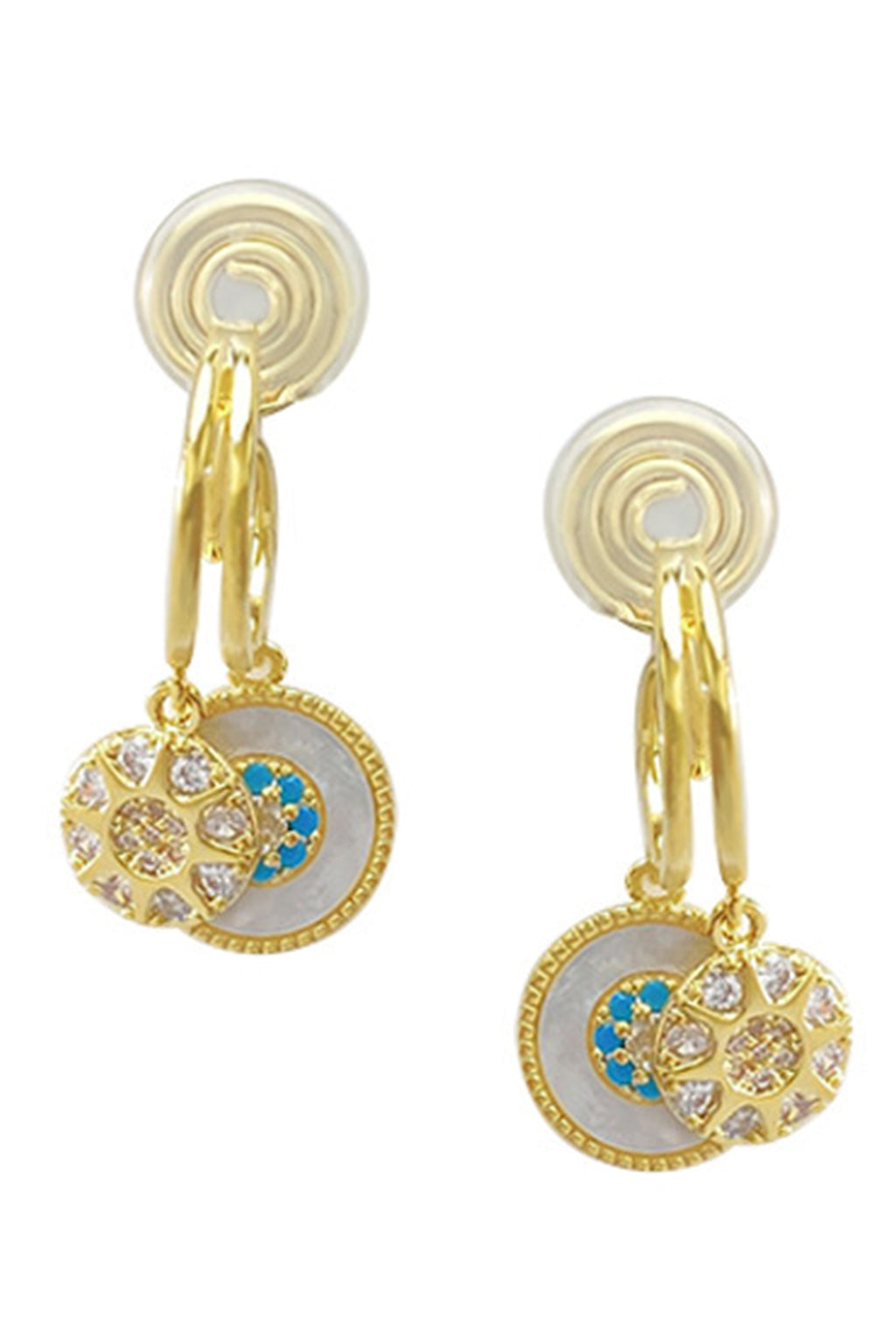 Snowflake Disc Cubic Zirconia Clip On Earrings E7797