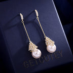 Teardrop Cubic Zirconia Pearl Earrings E7807
