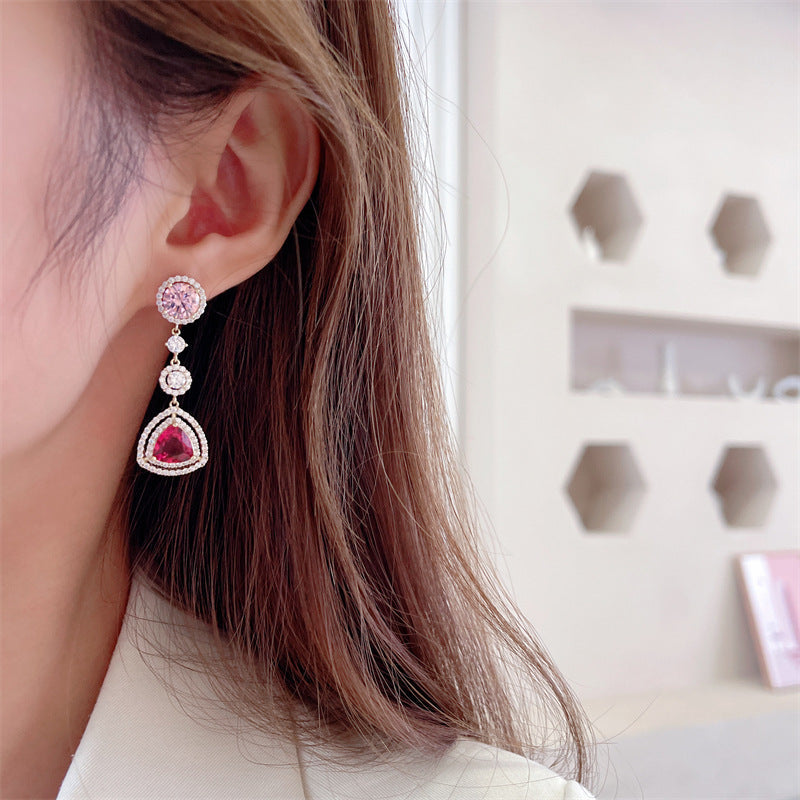 Geometric Triangle Cubic Zirconia Earrings E7808