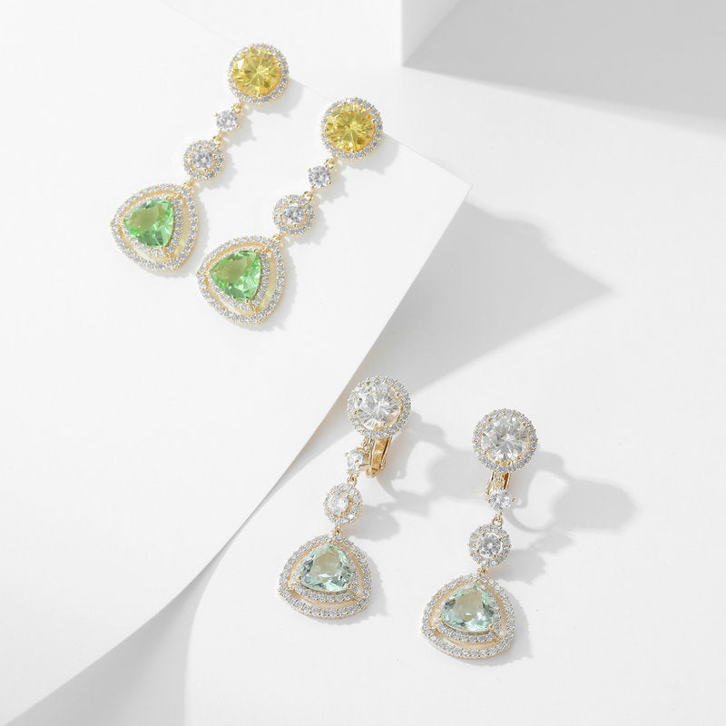 Geometric Triangle Cubic Zirconia Earrings E7808