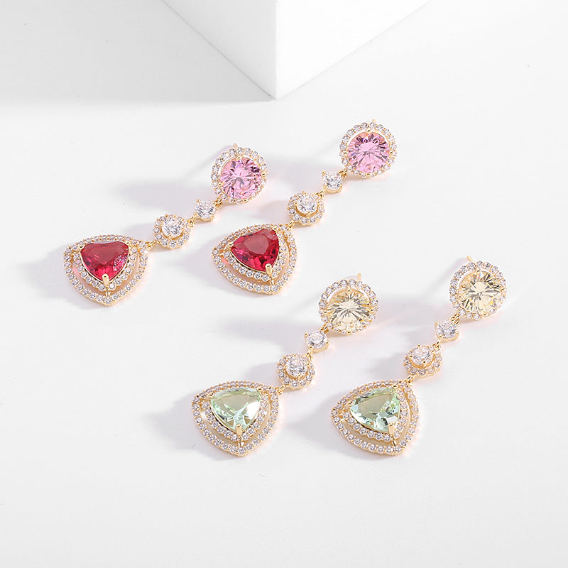 Geometric Triangle Cubic Zirconia Earrings E7808
