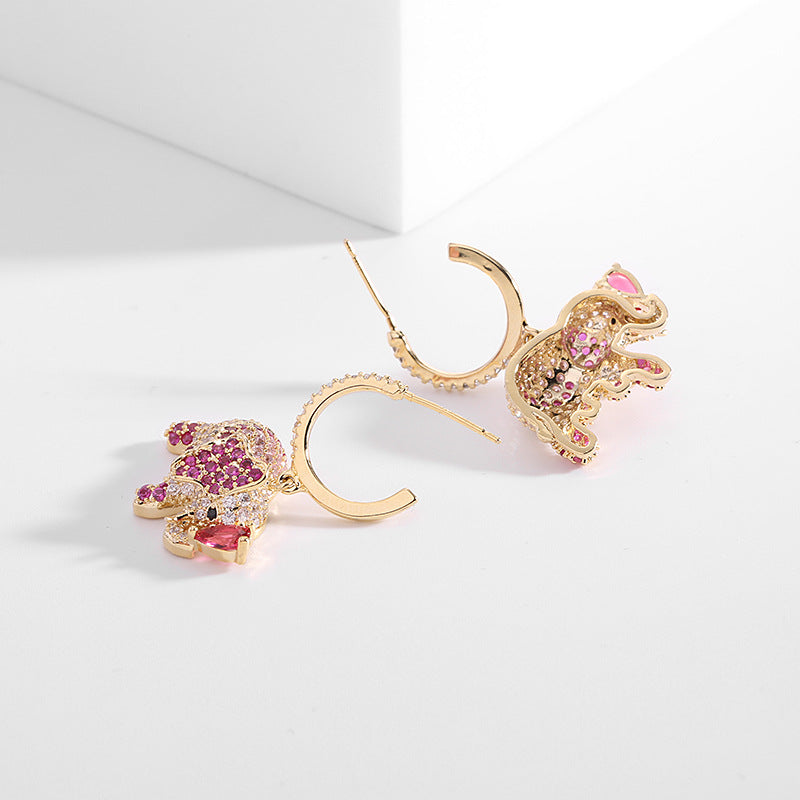 Elephant Cubic Zirconia Earrings E7809