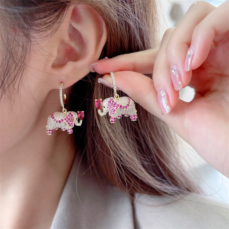 Elephant Cubic Zirconia Earrings E7809
