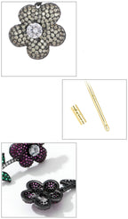 Flower Cubic Zirconia Asymmetric Earrings E7813