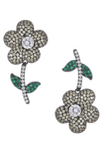 Flower Cubic Zirconia Asymmetric Earrings E7813