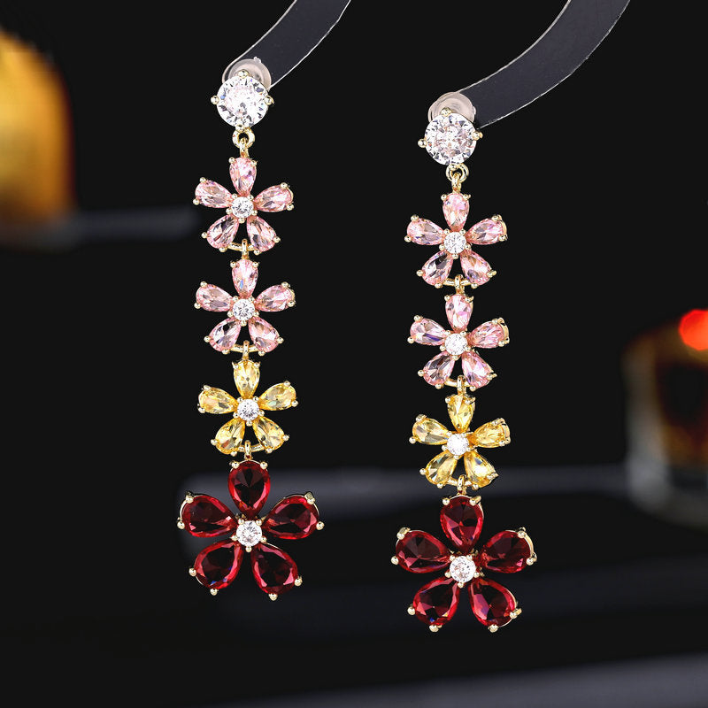 Flower Chains Cubic Zirconia Earrings E7815