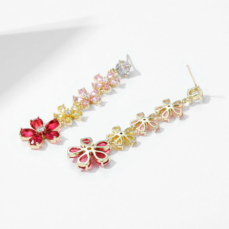 Flower Chains Cubic Zirconia Earrings E7815