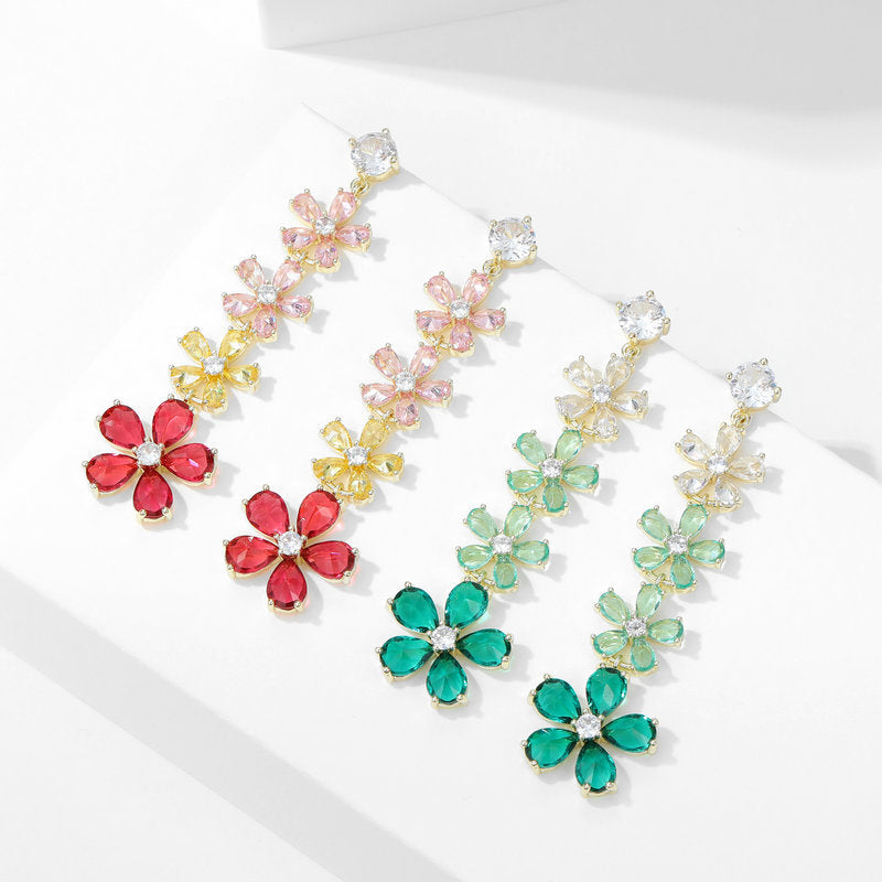 Flower Chains Cubic Zirconia Earrings E7815