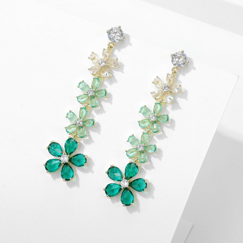 Flower Chains Cubic Zirconia Earrings E7815