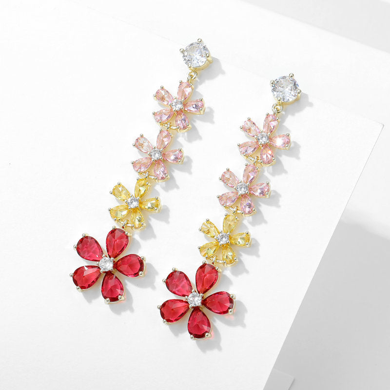 Flower Chains Cubic Zirconia Earrings E7815