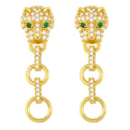 Leopard Head Hoop Cubic Zirconia Earrings E7816