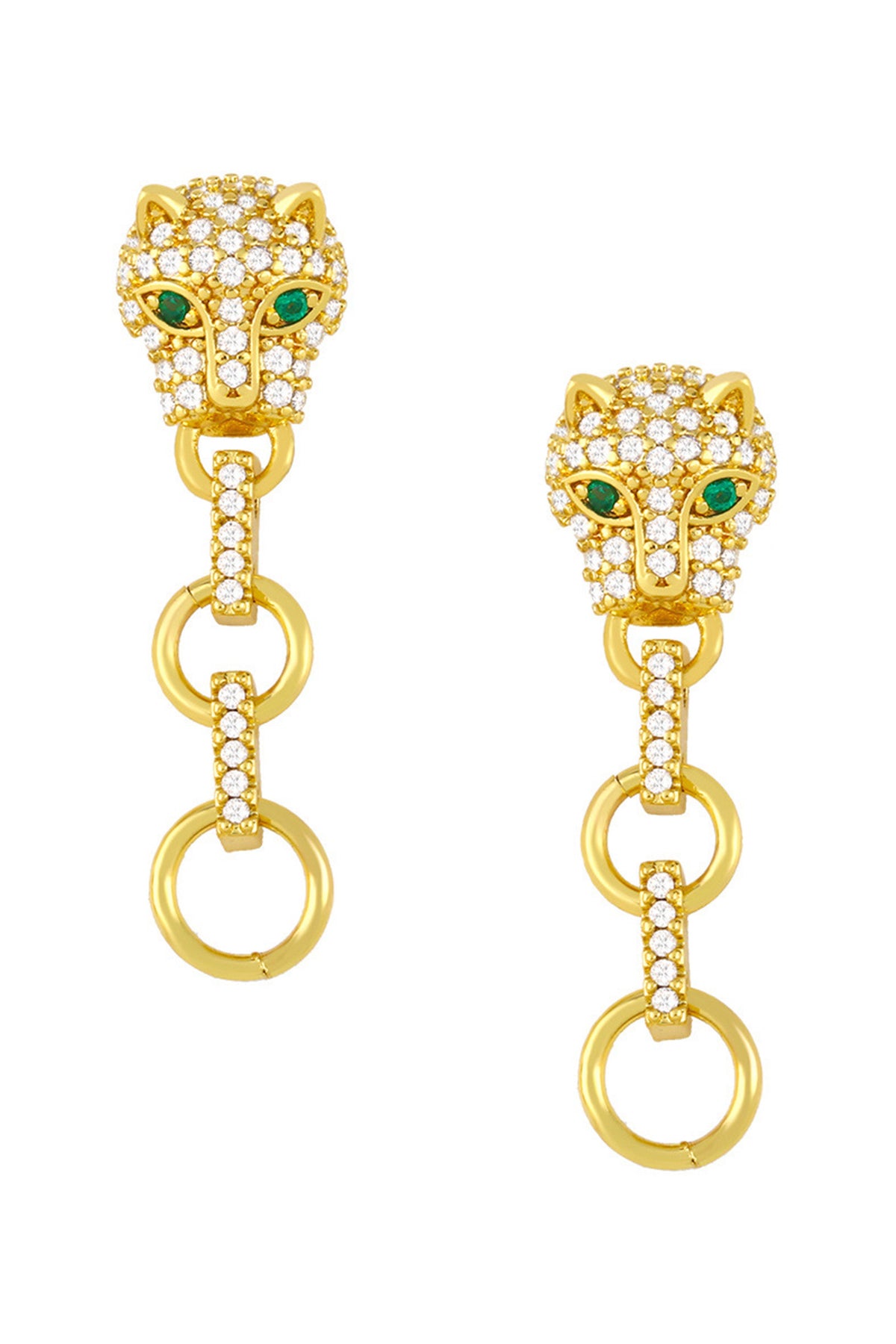 Leopard Head Hoop Cubic Zirconia Earrings E7816