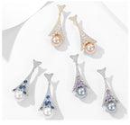 Floral Pearl Cubic Zirconia Earrings E7818