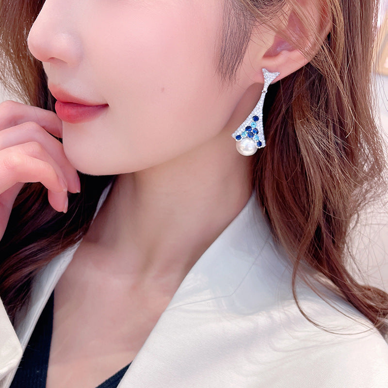 Floral Pearl Cubic Zirconia Earrings E7818