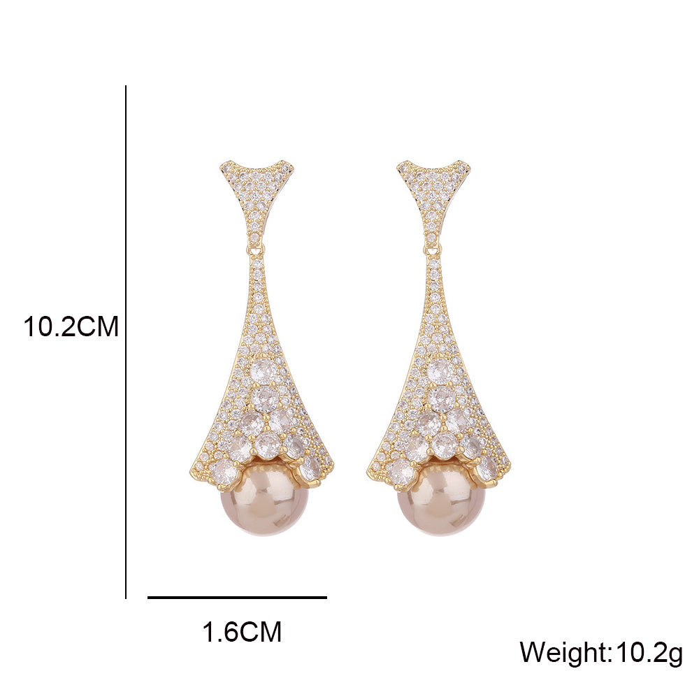 Floral Pearl Cubic Zirconia Earrings E7818