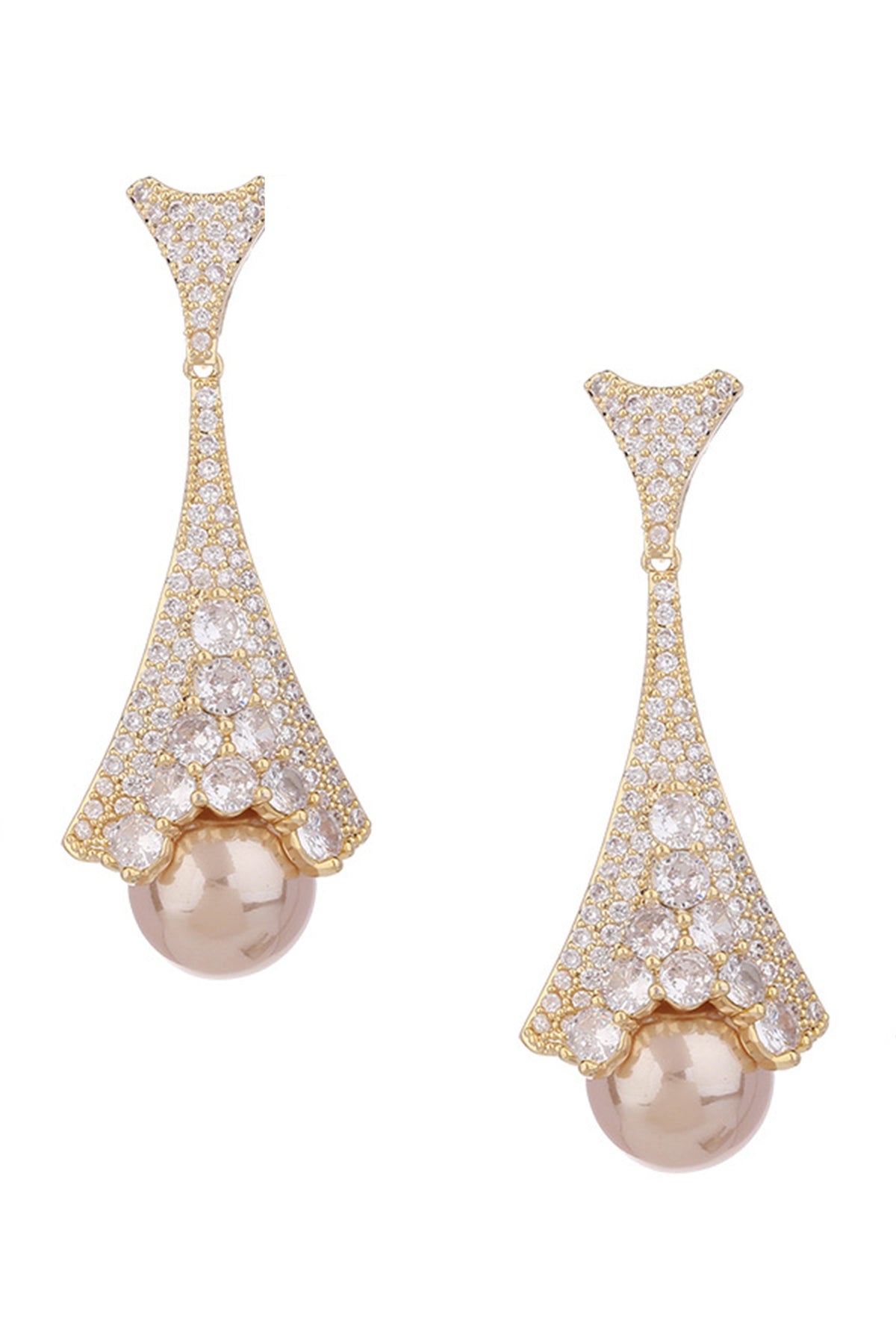Floral Pearl Cubic Zirconia Earrings E7818