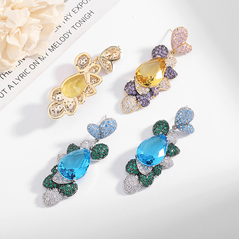 Geometry Heart Teardrop Cubic Zirconia Earrings E7823