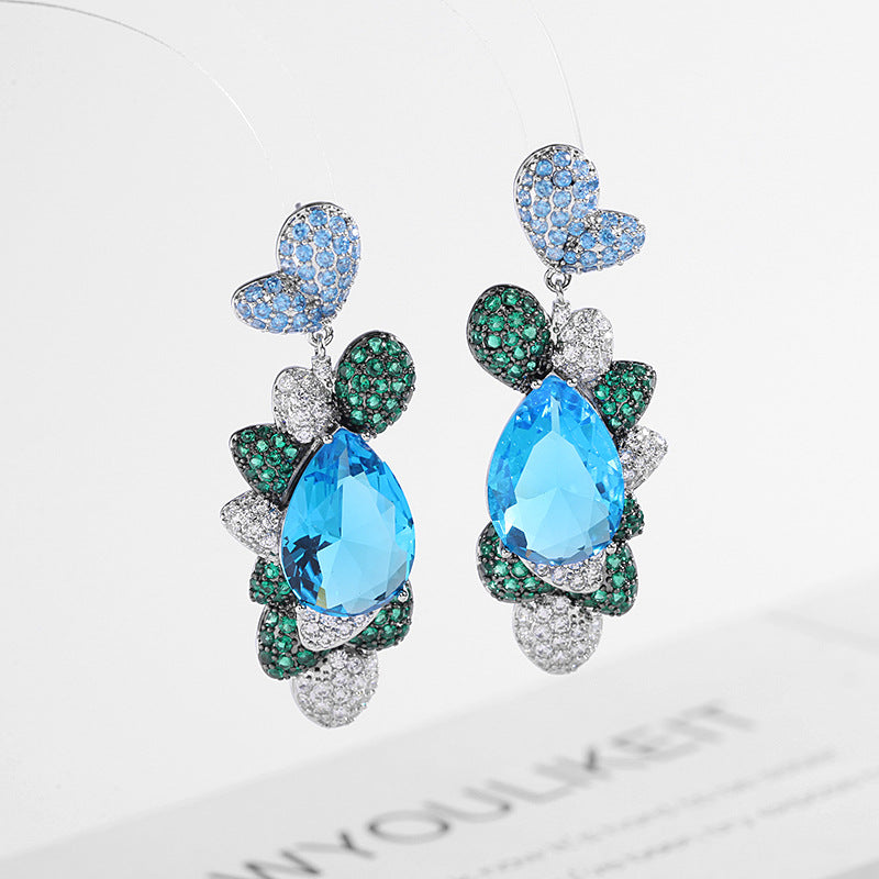 Geometry Heart Teardrop Cubic Zirconia Earrings E7823