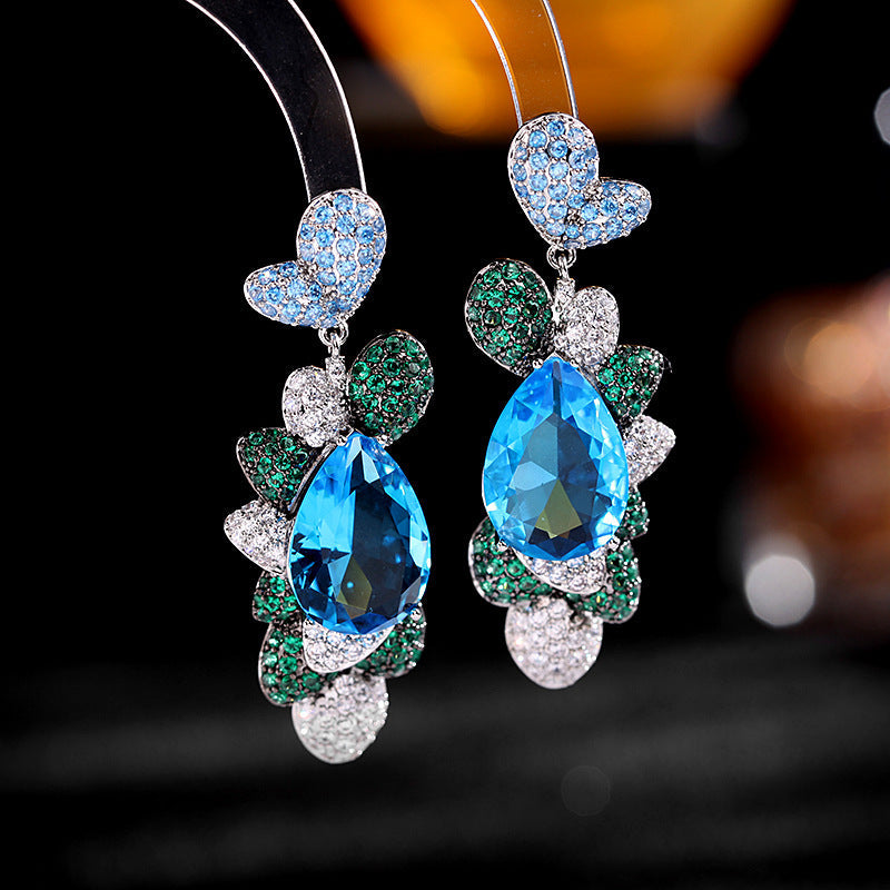 Geometry Heart Teardrop Cubic Zirconia Earrings E7823