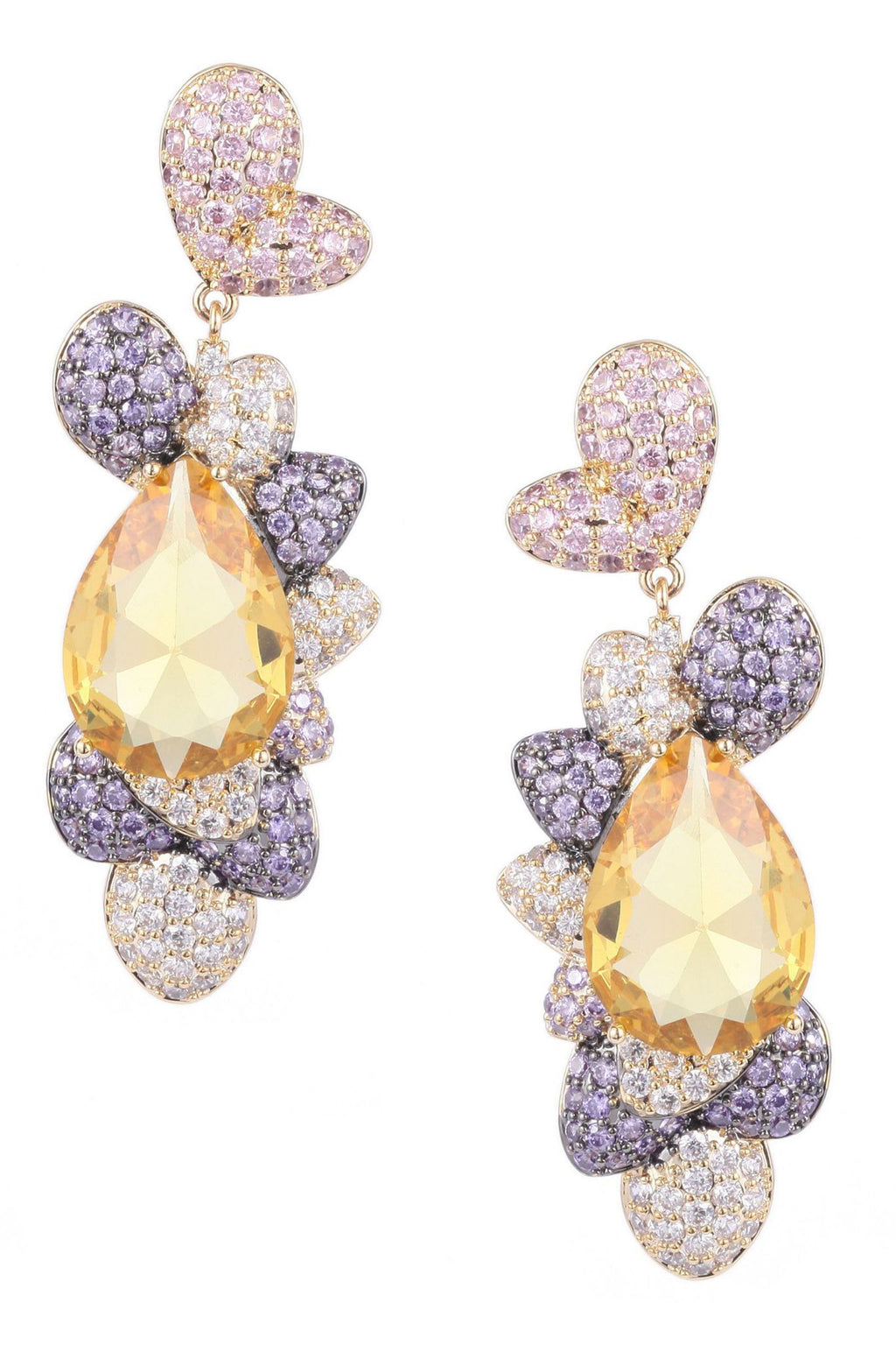 Geometry Heart Teardrop Cubic Zirconia Earrings E7823