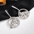 Leopard Circle Cubic Zirconia Earrings E7825
